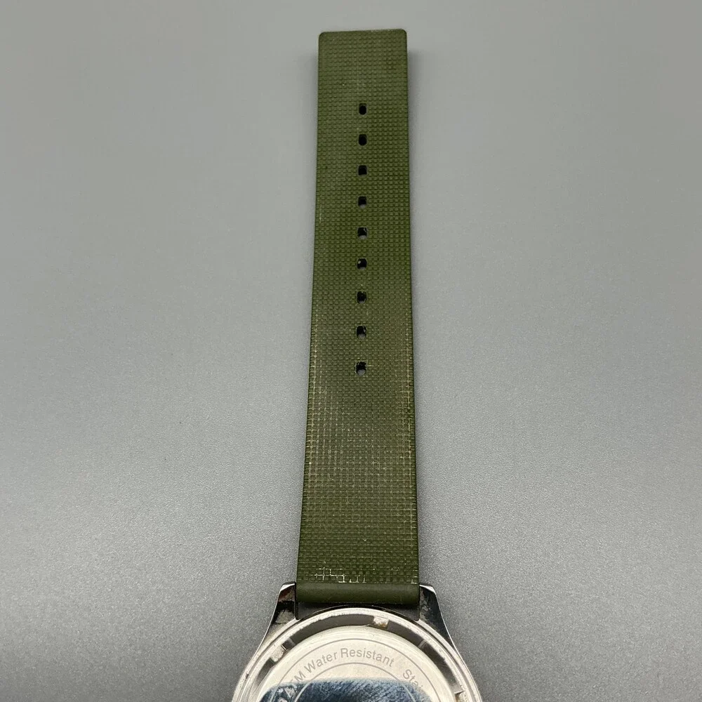 Ecclissi Women Watch 35mm Green Dial Silicone Day Date Stainless New Battery